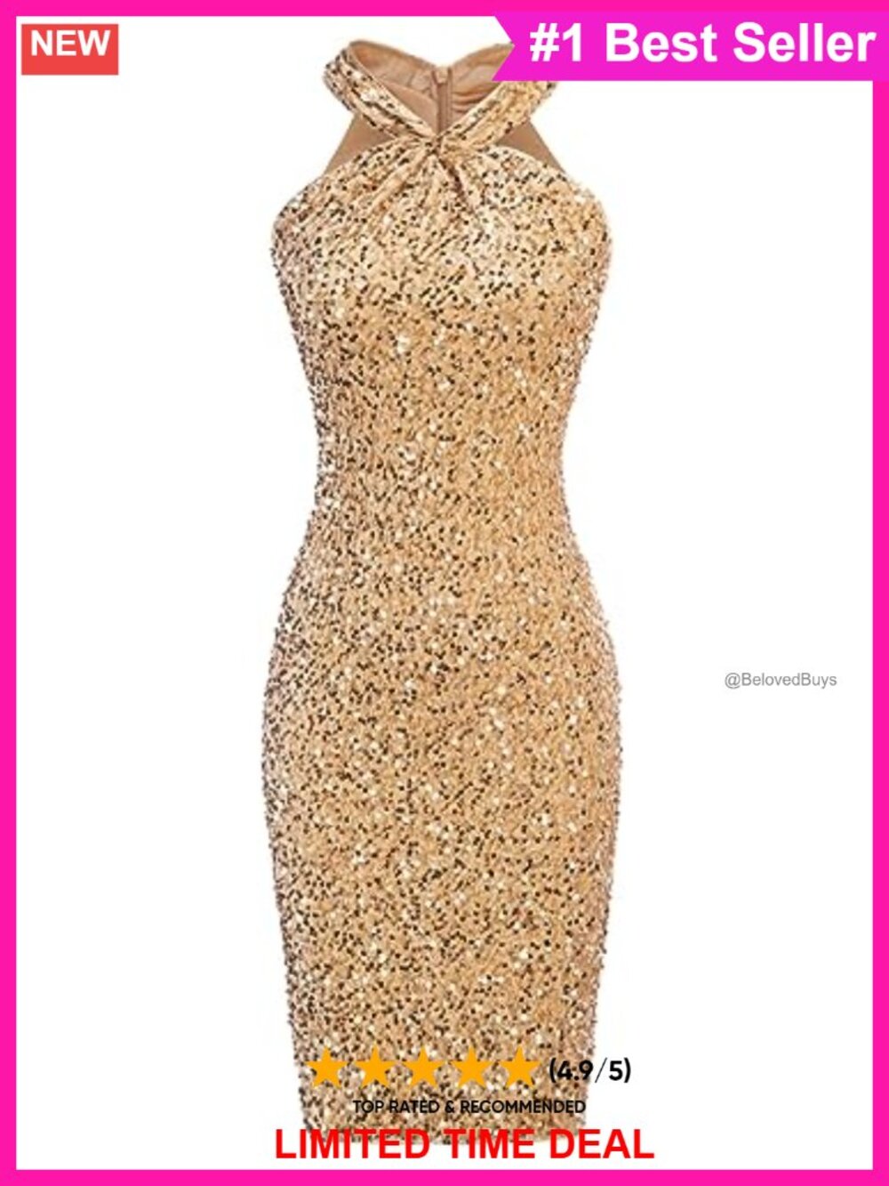 Sequin Halter Bodycon Mini Dress Sleeveless Cocktail Party